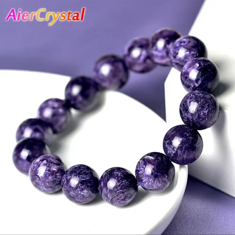 Natural Charoite Beads Bracelet healing Stone Crystal new in box 🎁